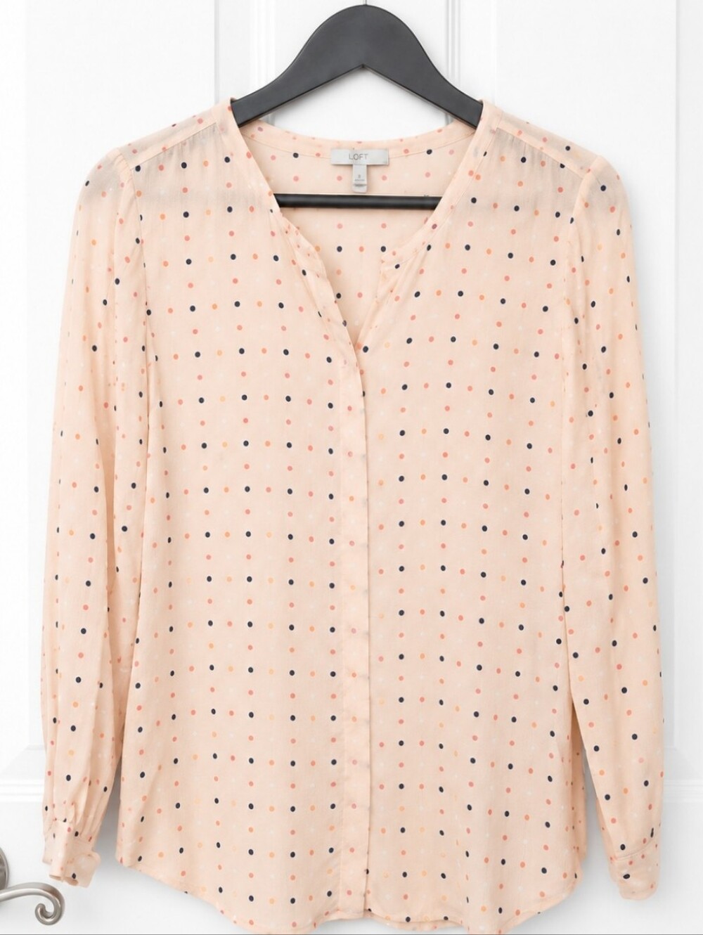 Joie Silk Peach Dotted Flowy Blouse Sz XS